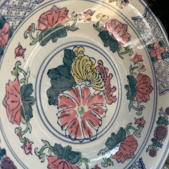 Floral Asian Ceramic Decorative Plate 10" - Picture 14 of 16
